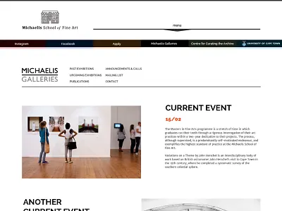 Galleries page artschool education gallery webdesign
