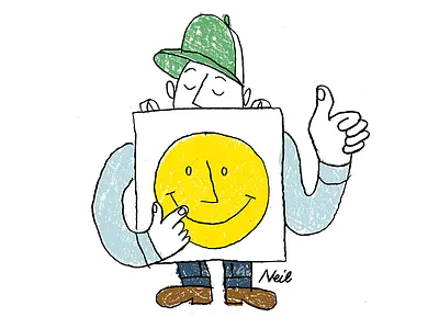 be happy doodle hand drawn sandwich board scrawl