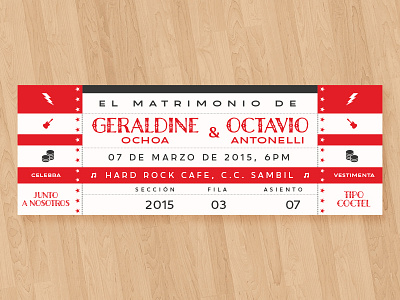 Wedding Invitation card concert invitation rock ticket wedding