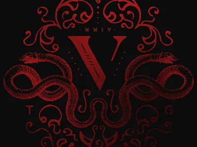 V crest monogram seal snakes