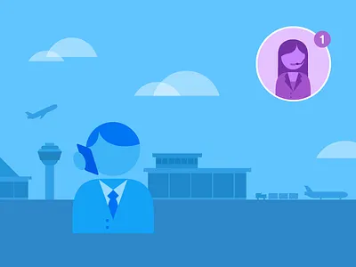 Airport blue geometry illustration keyframe people scene vector