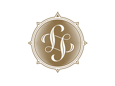 Compass logotype with LI monogram brand compass gold lettering logo mark monogram naval symbol