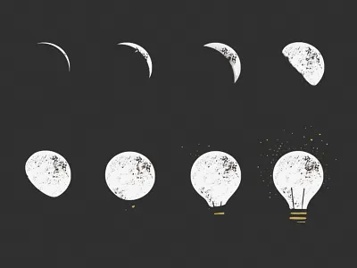Phases of an idea drawing illustration moon phases screenprint