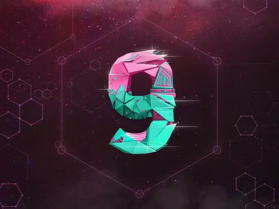 9 9 antonmoek digitalart figure lowpoly moek nine photoshop polygonal type typography vectorgraphic