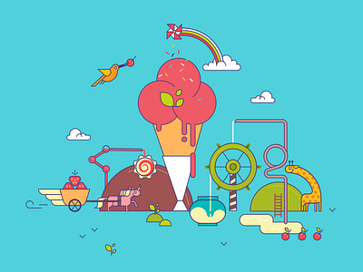Ice cream factory anikeeva bird cloud dream factory fun giraffe ice icecream magic plant unicorn