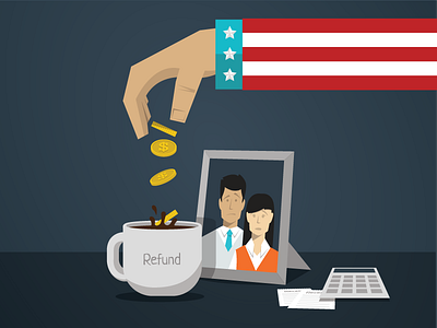 Tax Refund flat design illustration money tax season