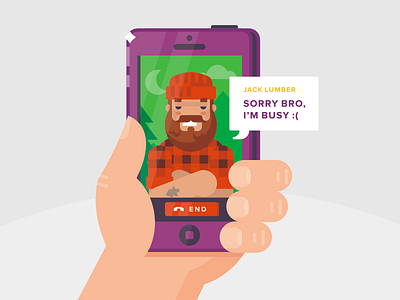 Bad news / Jack Lumber character flat hand illustration lumber lumberjack phone simple stolz