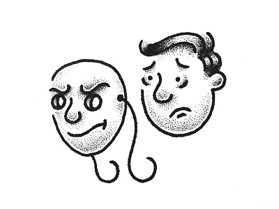 Haters face illustration mask pen and ink yondrflash