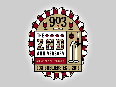 2nd Anniversary Logo Tee badge beer brewery shirt stars texas