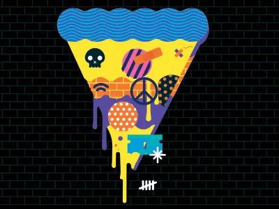 Pizza blade design illustration king pattern pizza records yum