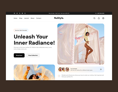 NuStyle. - Trendy Women's Clothing Website! ✨ branding clothing concept design e commerce fashion fashion style hero header hero section intro minimal modern product design shop trend try on hauls ui ux web design women