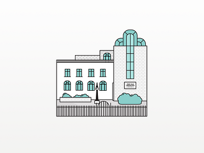 The Old Treasury architecture blue building illustration line