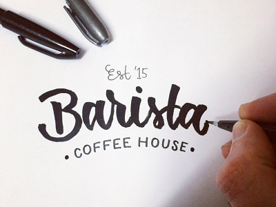 Barista Coffee Logo branding brush pen hand drawn hand lettering logo typography