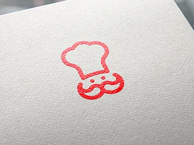 (2015) Your friendly chef beard chef cook food hat kitchen logo mark meal minimalistic red simple