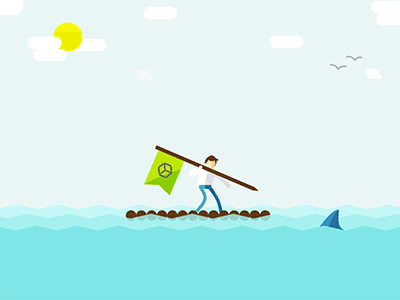 Protect your idea against all dangers. animation big omaha cooking flag gif motion graphics ocean omaha raft shark spear