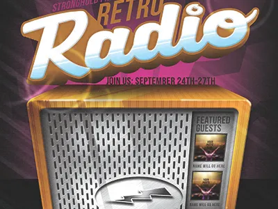 Retro Radio Event Flyer Template broadcast colorful dials disco glass gloss grunge knobs metal old old school radio
