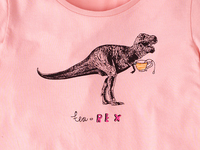 Tea-Rex digital hand drawn illustration pencil