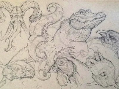 Aminals art illustration paper pen sketch traditional
