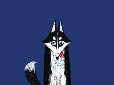 Husky cute dog drawing funny goofy husky illustration