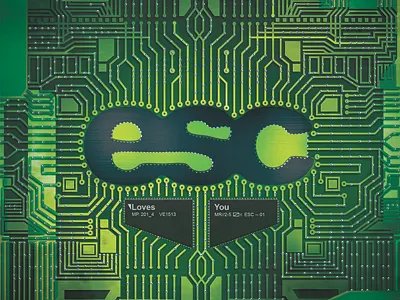 CD album design ESC cd chip electronic esc esclovesyou graphic design green music tech technology