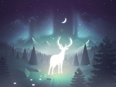 Dream clouds deer illustration landscape mountain patronus snow tree