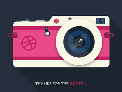 Dribbble Debut camera dribbble flat illustration thank you