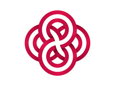Odyssey Logo corporate infinity logo network red rings woven