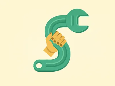 S - 36 Days of Type 36daysoftype flat hand illustration jelly letterform lettering s tool type wrench wrench tool
