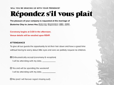 RSVP, yo grumpy interactive interface design james hsu ohjamesy ui ux web design wedding