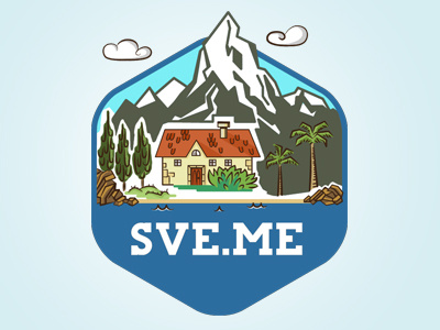 Sve cartoon cloud house illustration logo mountain sea vector