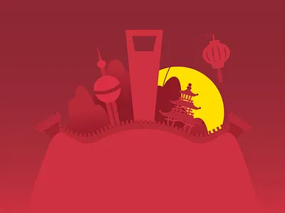 China Sunset china illustration lantern shanghai temple