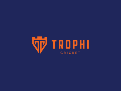 Trophi — sports technology company. cricket golf letter logo logotype mark shield sport t tennis trophy