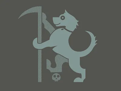Devils Companion crest dog folklore grey grim reaper halftone illustration london