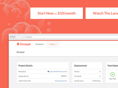 Envoyer.io app design laravel tool ui website