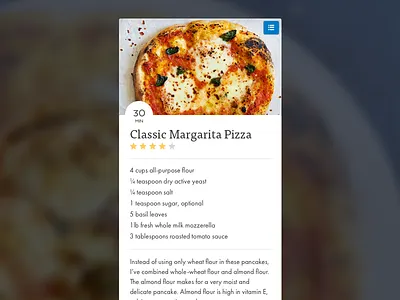 Mobile Recipe Widget app design food ui ux