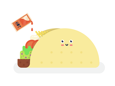 happy taco character food guacamole hot sauce illustration taco