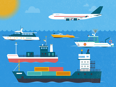 Boats boat icon illustration navy ocean plane sea ship water