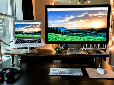 Desk Setup apple design desk macbook office setup studio thunderbolt workspace