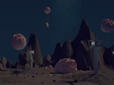 Low Poly Space Landscape art landscape low poly polygon space