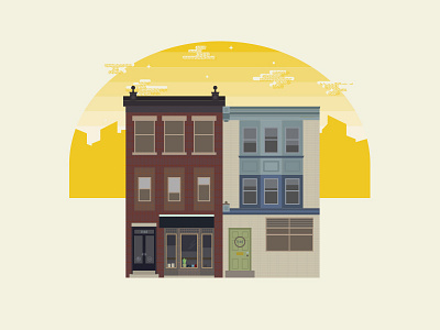 P'unk Ave avenue building illustration passyunk philadelphia philly punk ave row home south
