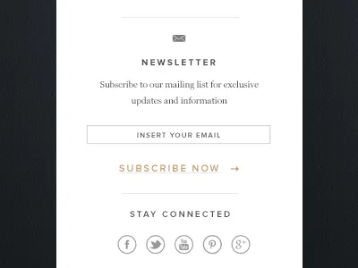 Vertical navigation newsletter side bar social media subscription vertical navigation
