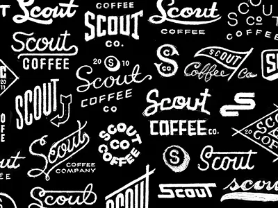 Scout Coffee black brand coffee identity logo organic roast scout white