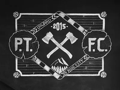 Timber Wall Chalk axe chalk futbol hand illustration lettering log portland timbers ptcf soccer type typography
