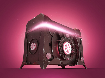 Dribbble Magic Chest 3d chest debut dribbble first shot illustration invitation magic texturing