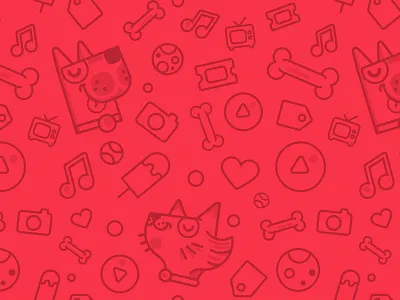 Pattern Video ball bone camera cat dog heart icons music pattern play tag tv