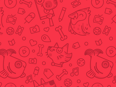 Pattern About Us about bird cat dog heart music palette pattern