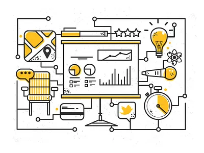 Stencils analytics conference discussions meetup presentation ratings vector