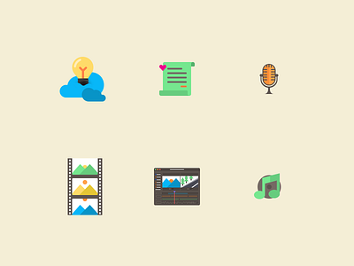 Process Icons bulb cloud concept icons microphone nda paper production script sound storyboard voice over