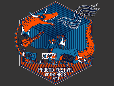 Phoenix Arts Festival Shirt Final 2014 back ground concept sketch cs3 dragon drawn hand drawn illustrator map shirt design simple vector wood