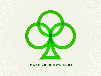 Make Your Own Luck clover clubs emerald geometric green illustration luck offset overlay quote st patricks
